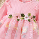 Baby Girl Long-sleeve Bowknot Lace Mesh Party Dress