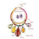 Women Fashion Exaggerated Boho Resin Tassel Necklace Earrings Set