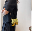 Women Geometric Shape Small Metal Crossbody Bag