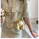 Women Geometric Shape Small Metal Crossbody Bag