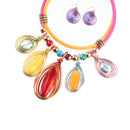 Women Fashion Exaggerated Boho Resin Tassel Necklace Earrings Set