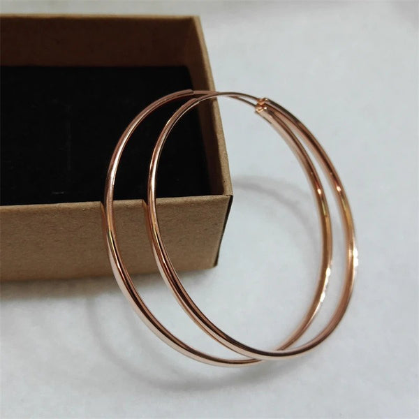 Rose Gold Big hoop earrings platinum plated 925 sterling silver (70 mm)