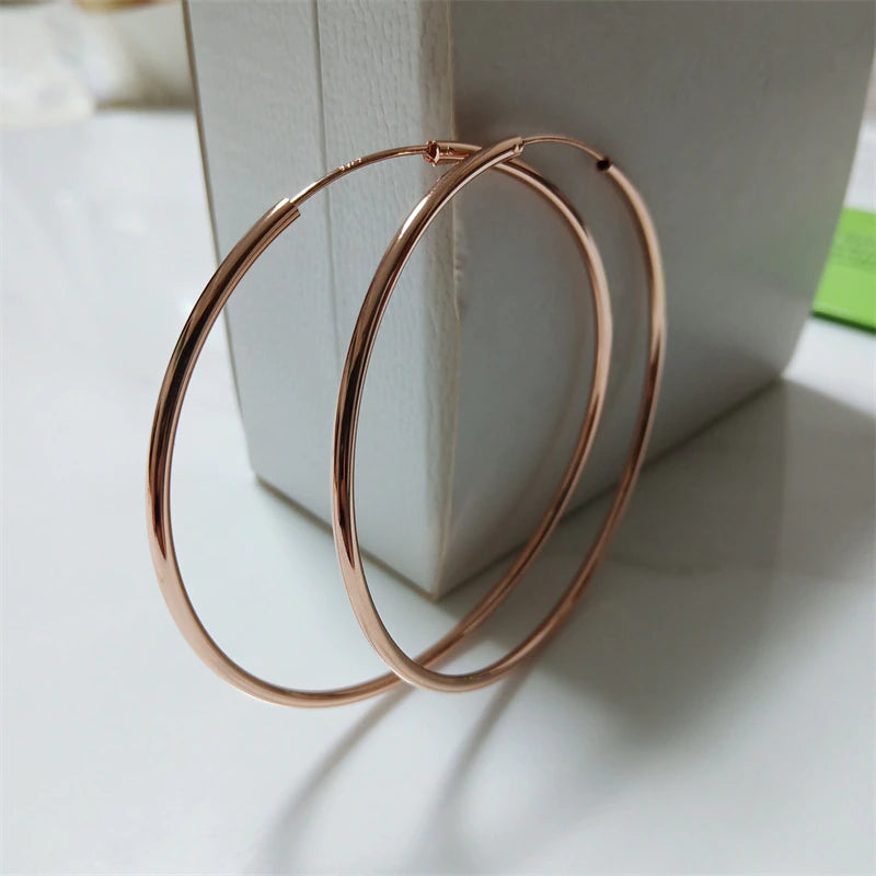 Rose Gold Big hoop earrings platinum plated 925 sterling silver (70 mm)