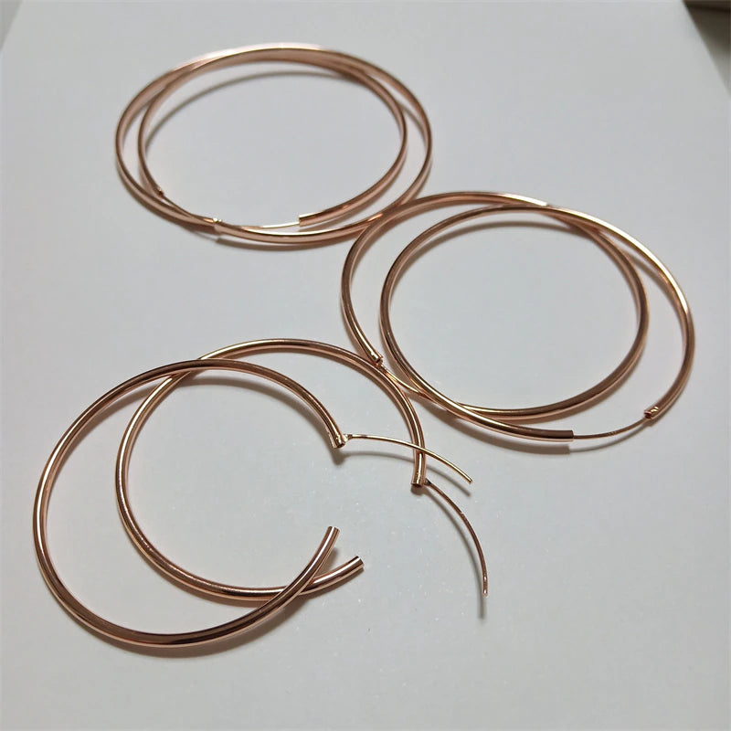 Rose Gold Big hoop earrings platinum plated 925 sterling silver (70 mm)