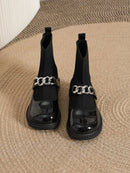 Girls Chain Decor Sock Boots (Size 5)