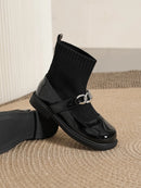 Girls Chain Decor Sock Boots (Size 5)