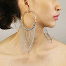 Indian Chain Dangle Earrings for women, Fashion Circular Metal Long Tassel Earrings for Women (Big)