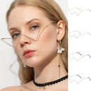 V-Shaped Lensless Rhinestone Decoration Glasses Frame